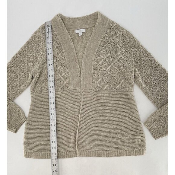 Charter Club Women’s Tan Brown Open Front Knit Cardigan Sweater Petite M - Picture 11 of 11